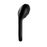 The Satisfyer Majestic Duo, a black USB rechargeable cock ring, boasts a sleek design with an ergonomic shape and smooth finish. Its equipped with silicone bands for added grip and comfort, and the protruding stem houses the microphone and controls for secure fit during intense vibrations or active use.