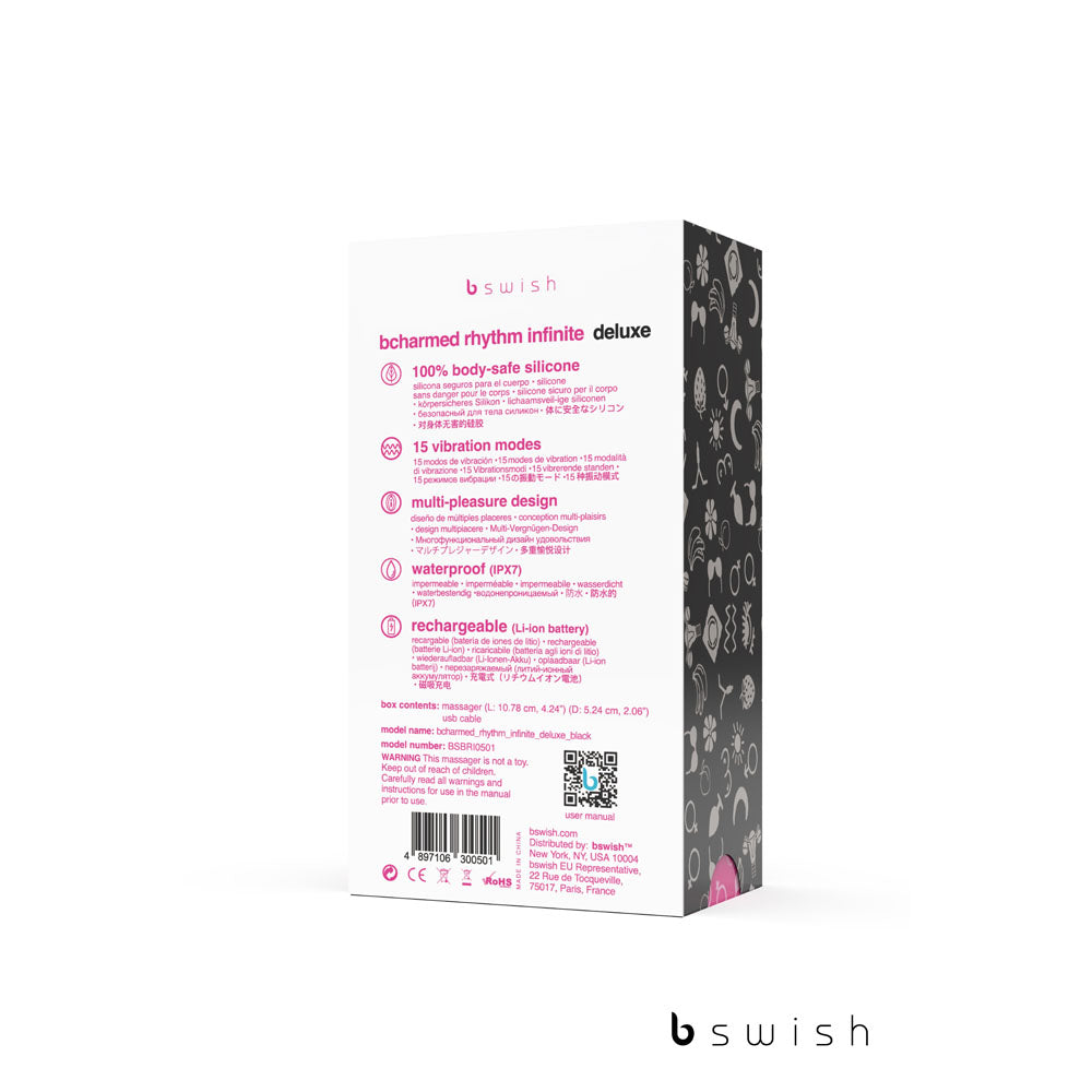 Buy BCharmed Rhythm Infinite Deluxe - Black - Black USB Rechargeable Vibrating Cock Ring at NZ’s Mega Adult Toys Store. Discover premium sex toys with discreet shipping at the best price in NZ