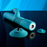 Evolved BUNNY HOP - Teal 25.1 cm USB Rechargeable Thrusting Rabbit Vibrator with Suction Base