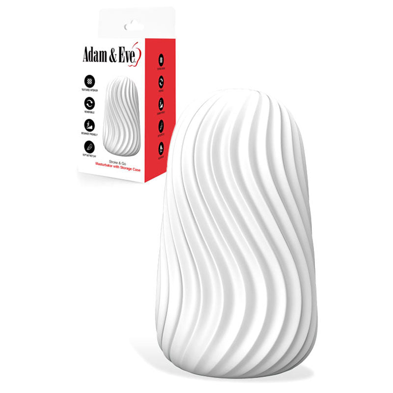 Adam & Eve Stroke & Go - White Stroker Sleeve with Storage Case