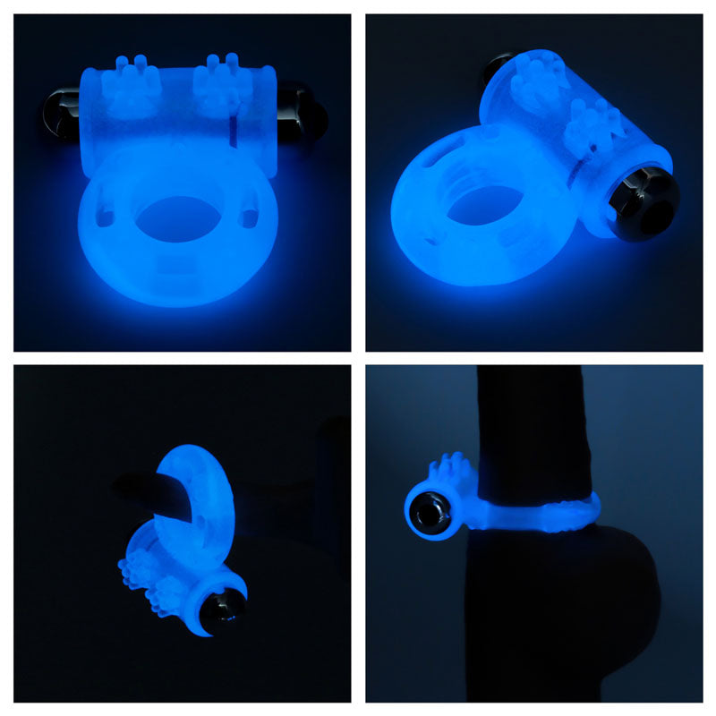 Lumino Play Vibrating Penis Ring - Glow in the Dark Blue Vibrating Cock Ring