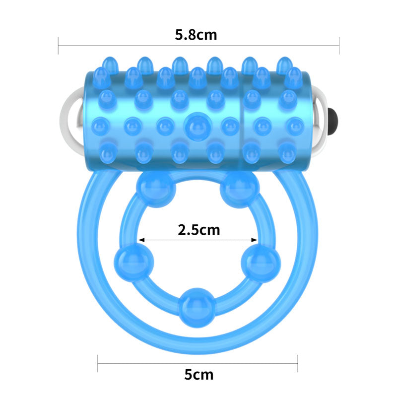 Lumino Play Vibrating Penis & Balls Ring - Glow in the Dark Blue Vibrating Cock Ring