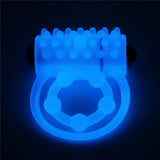 Lumino Play Vibrating Penis & Balls Ring - Glow in the Dark Blue Vibrating Cock Ring
