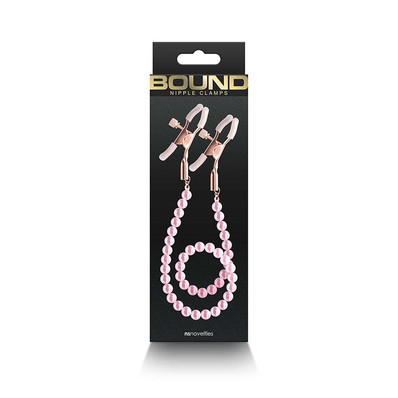 Buy Bound Nipple Clamps - DC1 - Pink - Gold Nipple Clamps with Pink Pearl Chain at NZ’s Mega Adult Toys Store. Discover premium sex toys with discreet shipping at the best price in NZ