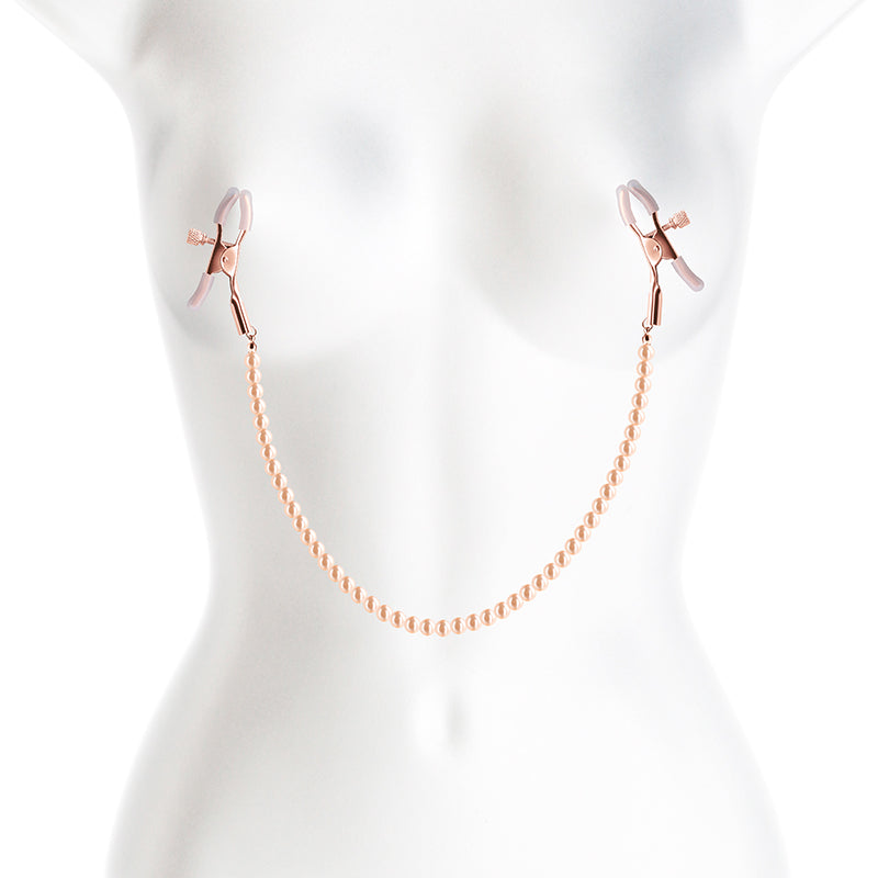 Buy Bound Nipple Clamps - DC1 - Rose Gold - Rose Gold Nipple Clamps with Gold Pearl Chain at NZ’s Mega Adult Toys Store. Discover premium sex toys with discreet shipping at the best price in NZ