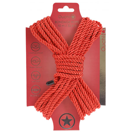 OUCH! Bondage Rope - 10 M - Red - Red Nylon Bondage Rope - 10 metre Length