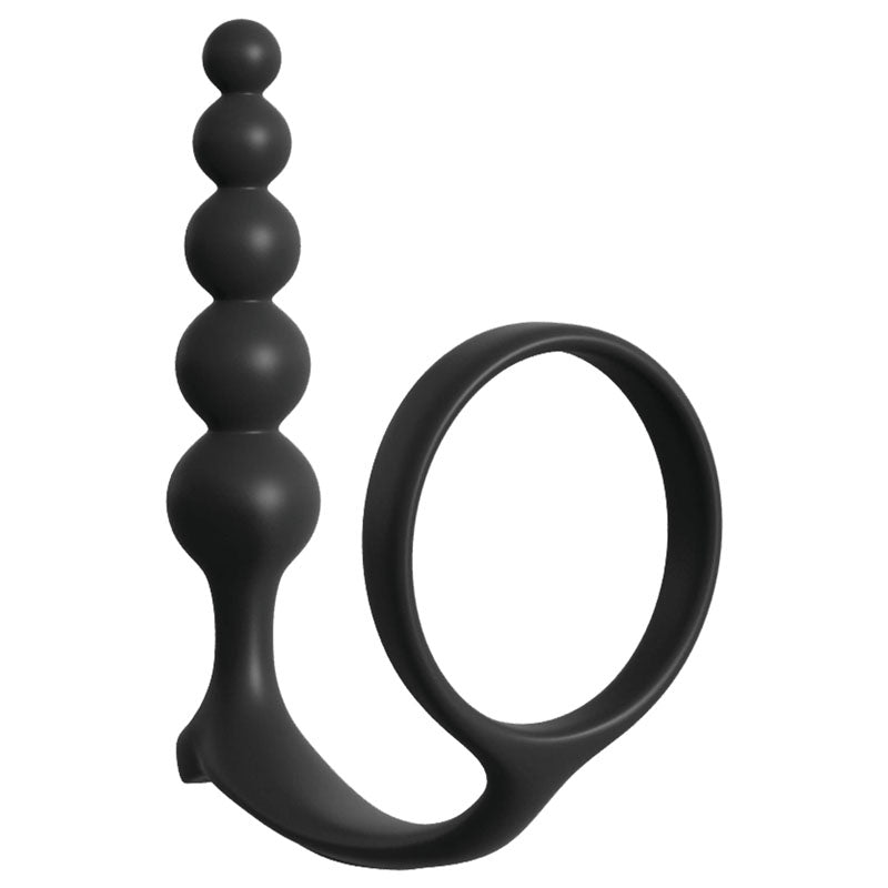 The Anal Fantasy Collection Ass-Gasm Cockring Anal Beads feature a beaded texture on the shaft and an Ass-Gasm Cockring for easy handling, combining functionality with a smooth, ergonomic design.