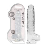 RealRock 9'' Realistic Dildo With Balls - Clear 22.9 cm Dong