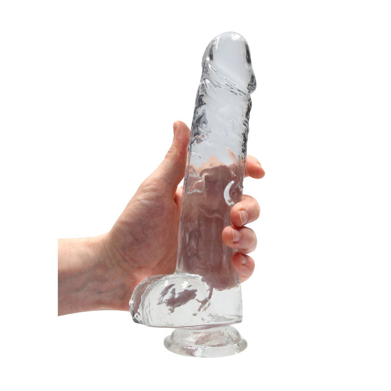 RealRock 9'' Realistic Dildo With Balls - Clear 22.9 cm Dong
