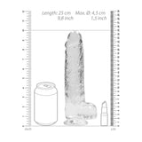 RealRock 9'' Realistic Dildo With Balls - Clear 22.9 cm Dong