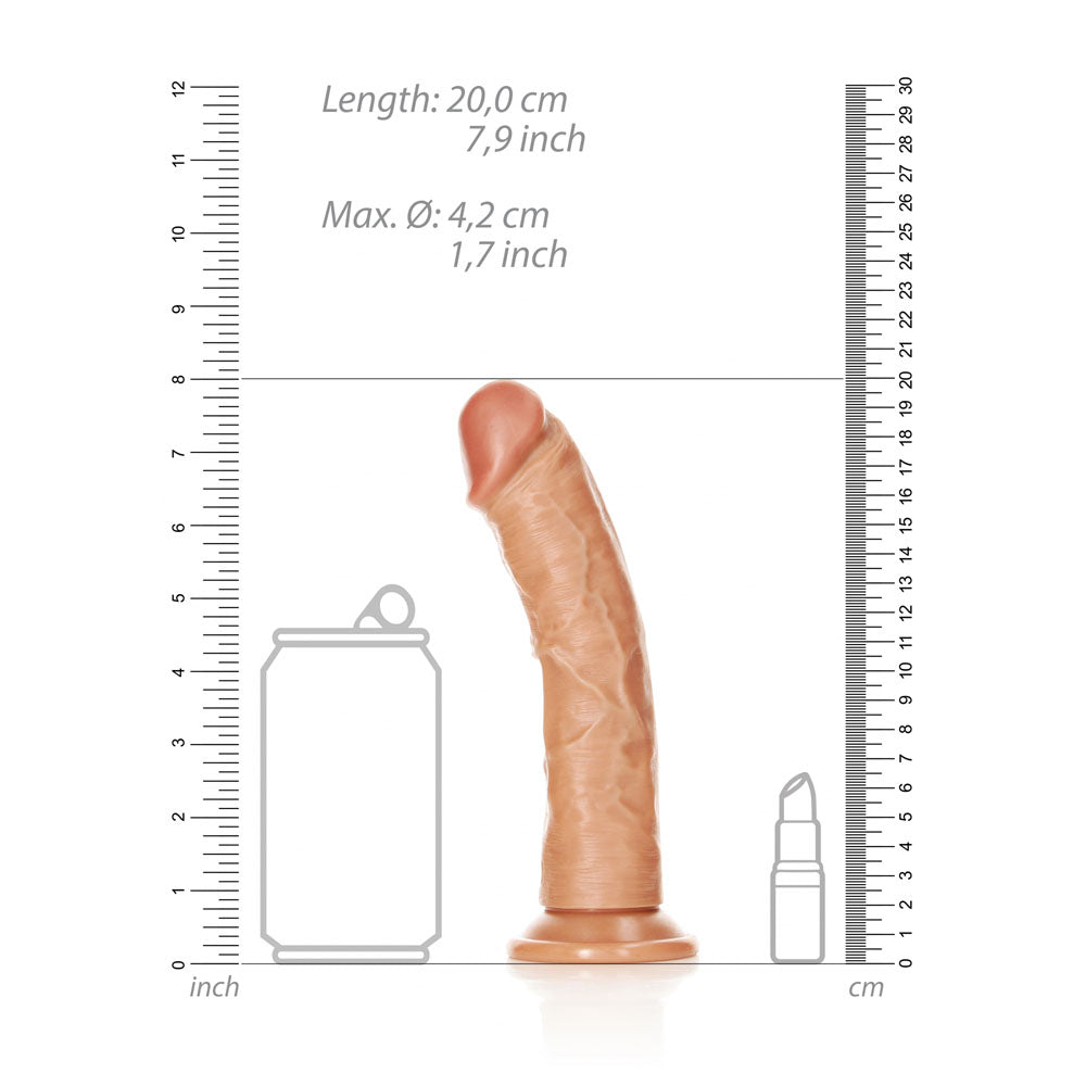 REALROCK Realistic Regular Curved Dildo with Suction Cup - 18 cm - Tan 18 cm (7'') Dong