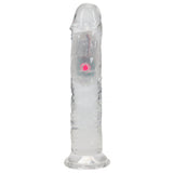 REALROCK 7'' No Balls Wireless Rechargeable LED Vibrating Dong - Clear with LED 20 cm USB Rechargeable Vibrating Dong with Remote