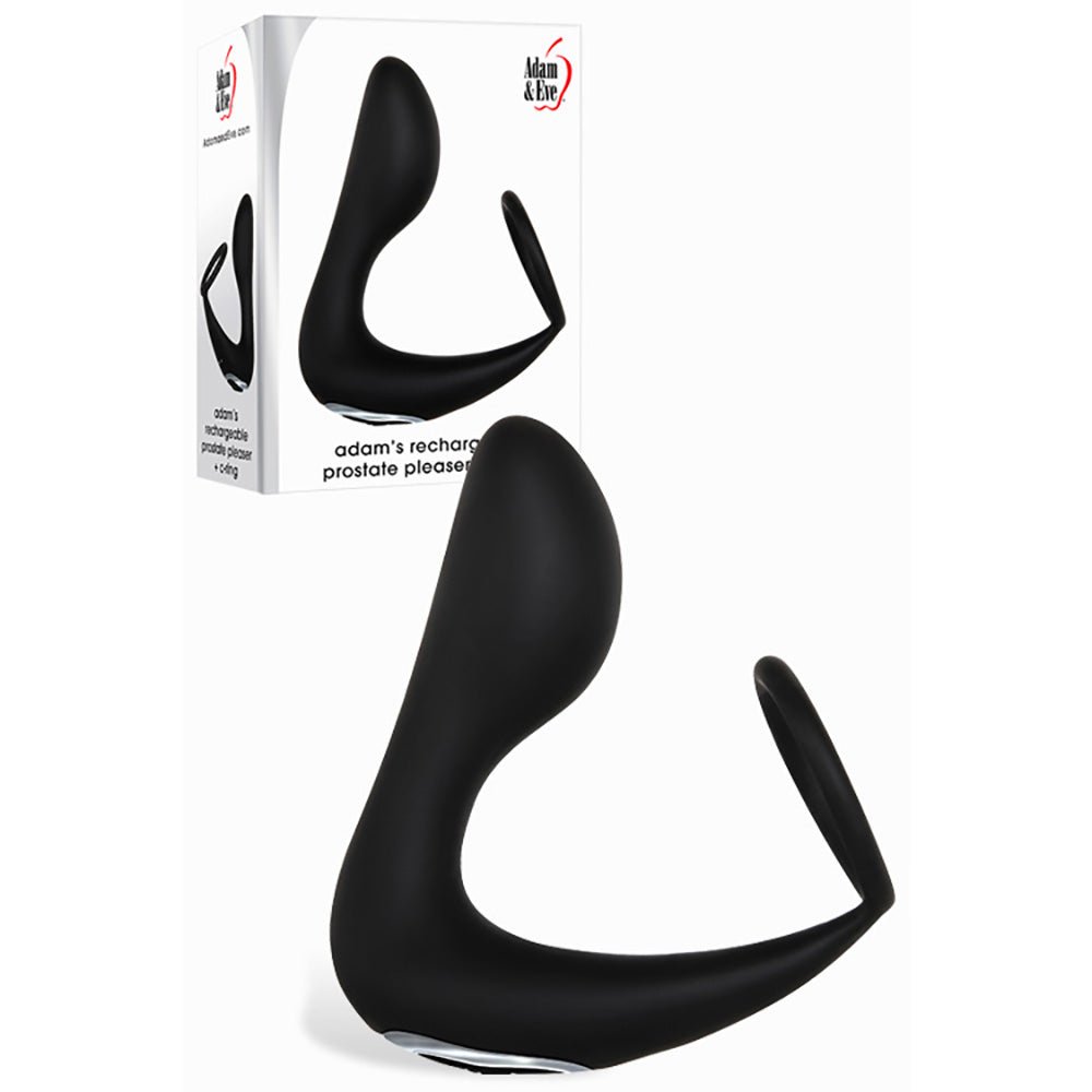 Buy Adam & Eve Adam's Rechargeable Prostate Pleaser & C - Ring - Black USB Rechargeable Anal Plug with Cock Ring