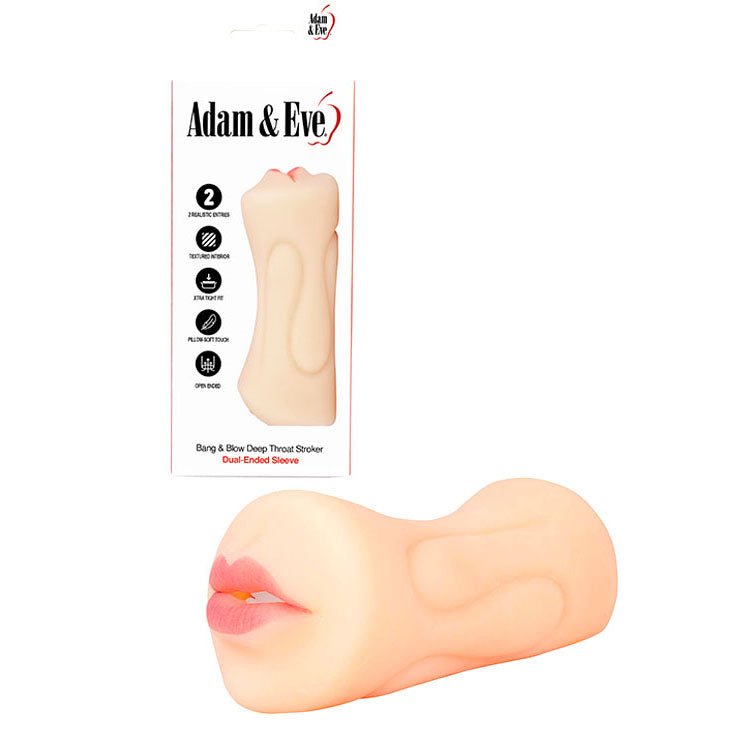 Buy Adam & Eve Bang & Blow Deep Throat Stroker - Flesh Vagina & Mouth Dual Ended Stroker