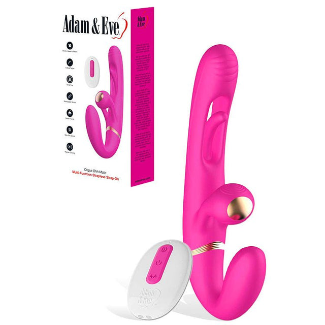 Buy Adam & Eve ORGAZ - OHH - MATIC - Pink 23.5 cm USB Rechargeable Strapless Strap - On with Remote