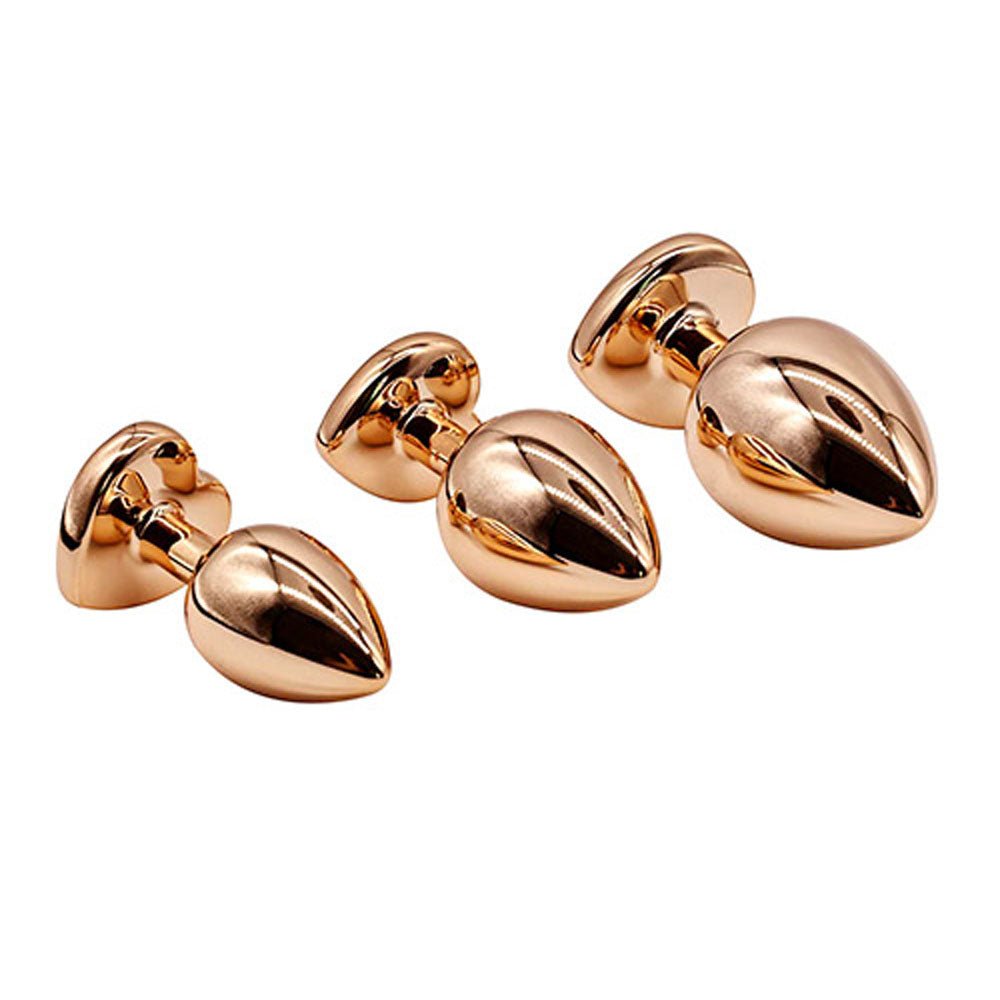 Buy Adam & Eve ROSE GOLD HEART GEM ANAL TRAINING SET - Rose Gold Metal Anal Plugs with Pink Gem Bases - Set of 3 Sizes at Oh Joy. Discover premium sexual toys with discreet shipping at the best price in NZ