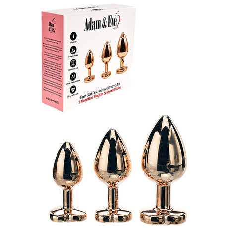 Buy Adam & Eve ROSE GOLD HEART GEM ANAL TRAINING SET - Rose Gold Metal Anal Plugs with Pink Gem Bases - Set of 3 Sizes at Oh Joy. Discover premium sexual toys with discreet shipping at the best price in NZ