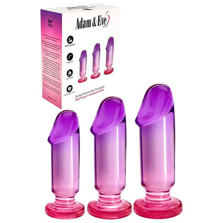 Buy Adam & Eve SUNSET DREAMS Anal Training Kit - Pink/Purple Anal Training Set - Set of 3 Plugs at Oh Joy. Discover premium sexual toys with discreet shipping at the best price in NZ