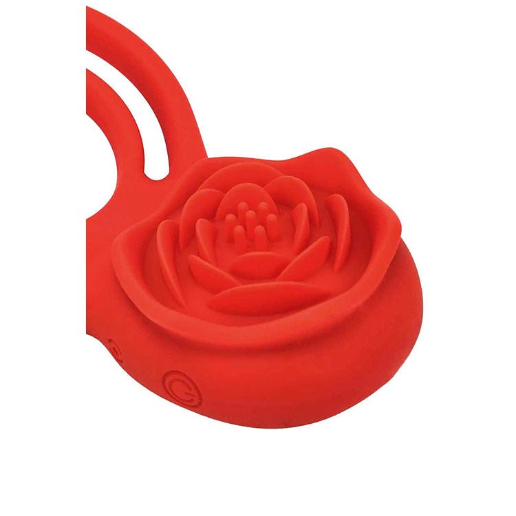 Buy Adam & Eve VIBRATING ROSE DOUBLE ENHANCER - Red USB Rechargeable Cock & Balls Ring with Remote