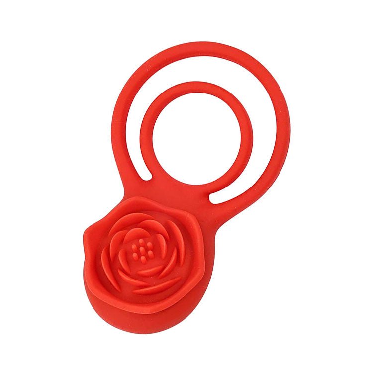 Buy Adam & Eve VIBRATING ROSE DOUBLE ENHANCER - Red USB Rechargeable Cock & Balls Ring with Remote