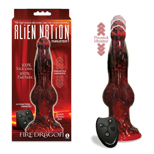 Buy Alien Nation - Fire Dragon - Red/Black 22.9 cm USB Rechargeable Thrusting Fantasy Dong with Remote at Oh Joy. Discover premium sexual toys with discreet shipping at the best price in NZ