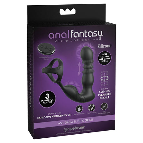 Buy Anal Fantasy Elite Ass - Gasm Slide & Glide - Black USB Rechargeable Prostate Massage with Cock Ring at Oh Joy. Discover premium sexual toys with discreet shipping at the best price in NZ