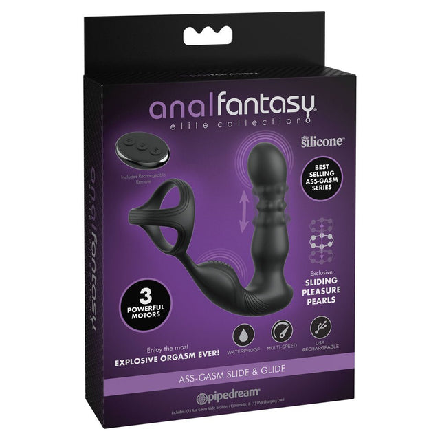 Buy Anal Fantasy Elite Ass - Gasm Slide & Glide - Black USB Rechargeable Prostate Massage with Cock Ring at Oh Joy. Discover premium sexual toys with discreet shipping at the best price in NZ