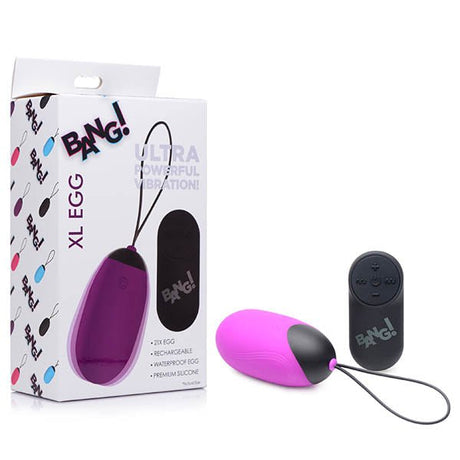 Buy Bang! XL Silicone Vibrating Egg - Purple XL USB Rechargeable Egg with Wireless Remote at Oh Joy. Discover premium sexual toys with discreet shipping at the best price in NZ