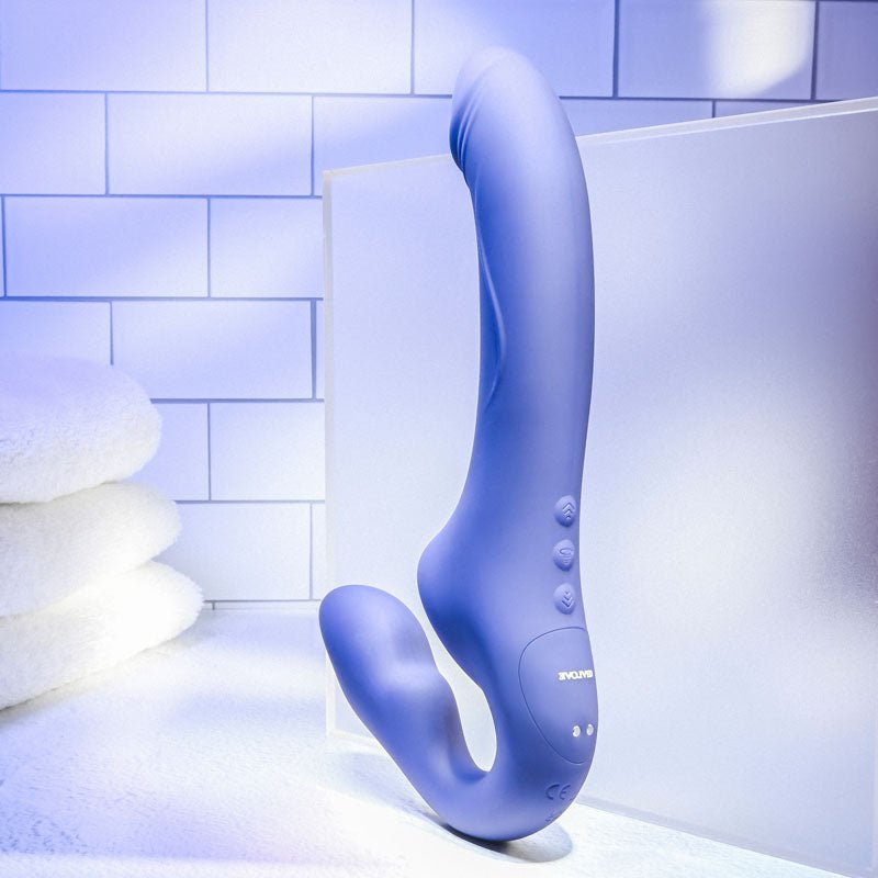 Buy Evolved 2 BECOME 1 - Purple 23.5 cm USB Rechargeable Strapless Strap - On with Remote at NZ’s Mega Adult Toys Store. Discover premium sex toys with discreet shipping at the best price in NZ