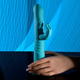 Buy Evolved BUNNY HOP - Teal 25.1 cm USB Rechargeable Thrusting Rabbit Vibrator with Suction Base at Oh Joy. Discover premium sexual toys with discreet shipping at the best price in NZ