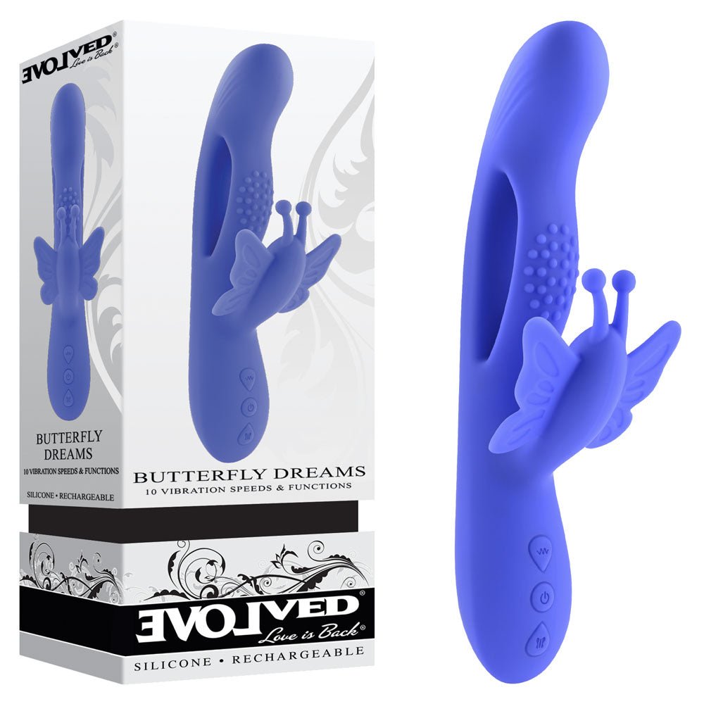 Buy Evolved BUTTERFLY DREAMS - Purple 23.8 cm USB Rechargeable Butterfly Vibrator at NZ’s Mega Adult Toys Store. Discover premium sex toys with discreet shipping at the best price in NZ