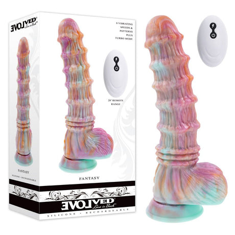 Buy Evolved FANTASY - Multicoloured 27.6 cm USB Rechargeable Vibrating Fantasy Dildo with Remote