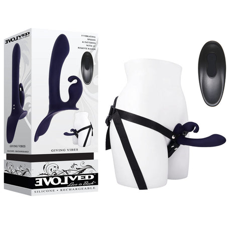 Buy Evolved GIVING VIBES - Black 14.6 cm USB Rechargeable Vibrating Strap - On with Remote at Oh Joy. Discover premium sexual toys with discreet shipping at the best price in NZ