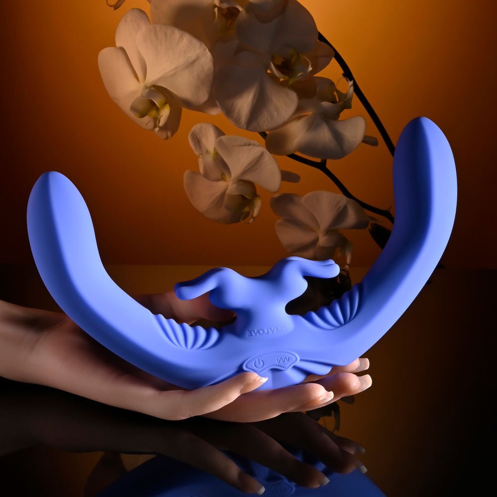 Buy Evolved LOVEBIRDS - Purple 20.8 cm USB Rechargeable Double - Ended Rabbit Vibrator with Remote at Oh Joy. Discover premium sexual toys with discreet shipping at the best price in NZ