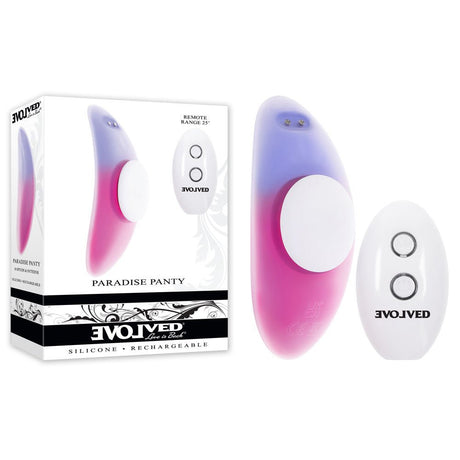 Buy Evolved PARADISE PANTY - Pink/Purple USB Rechargeable Panty Vibrator with Remote Control at Oh Joy. Discover premium sexual toys with discreet shipping at the best price in NZ