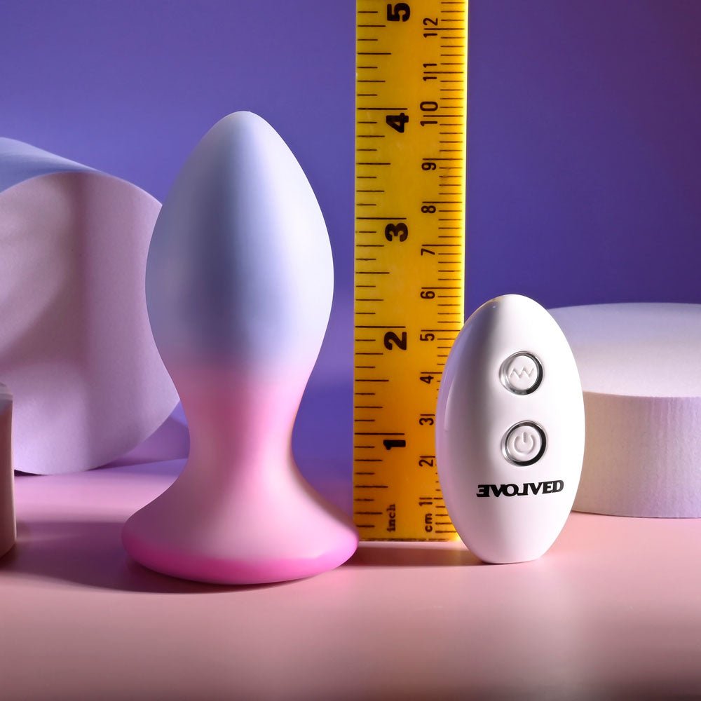 Buy Evolved PARADISE PLUG - Pink/Purple 10.5 cm USB Rechargeable Vibrating Butt Plug with Wireless Remote at Oh Joy. Discover premium sexual toys with discreet shipping at the best price in NZ