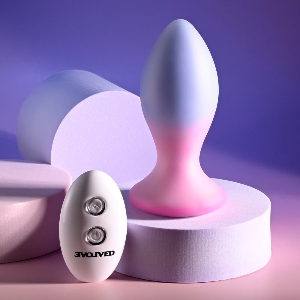 Buy Evolved PARADISE PLUG - Pink/Purple 10.5 cm USB Rechargeable Vibrating Butt Plug with Wireless Remote at Oh Joy. Discover premium sexual toys with discreet shipping at the best price in NZ