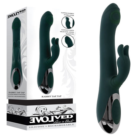 Buy Evolved RABBIT TAP TAP - Green 25 cm USB Rechargeable Rabbit Vibrator with Tapping Tip at Oh Joy. Discover premium sexual toys with discreet shipping at the best price in NZ