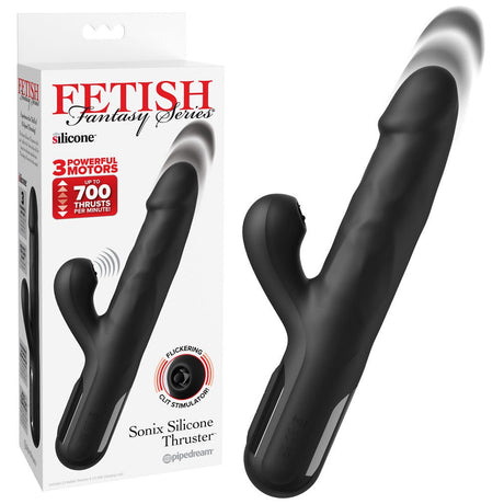 Buy FFS Sonix Silicone Thruster - Black 22 cm USB Rechargeable Thrusting Vibrator with Flicking Clit Stim