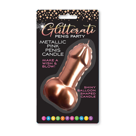 Buy Glitterati Metallic Pink Penis Candle - Rose Gold 10 cm Penis Party Candle