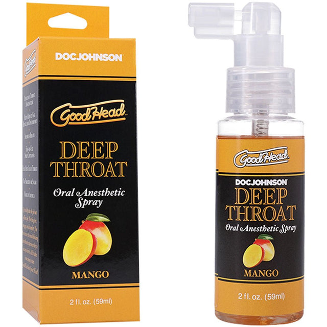Buy GoodHead Deep Throat Spray - Mango - Mango Flavoured Deep Throat Spray - 59 ml Bottle at Oh Joy. Discover premium sexual toys with discreet shipping at the best price in NZ