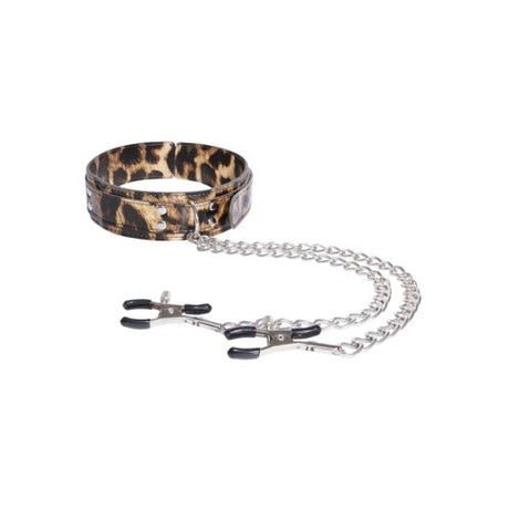 Buy Leopard PU Collar with Nipple Clamps at Oh Joy. Discover premium sexual toys with discreet shipping at the best price in NZ