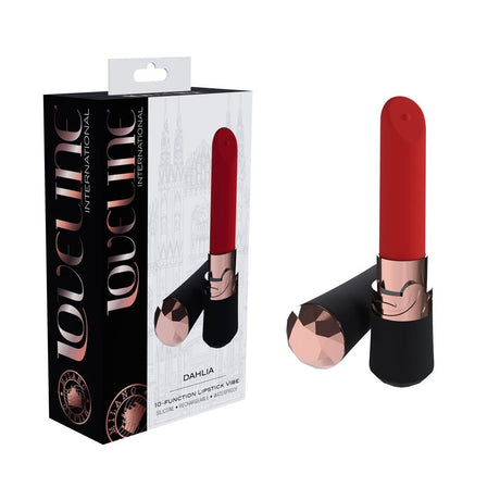 Buy LOVELINE Dahlia - Black - Black/Red 12.5 cm USB Rechargeable Lipstick Vibrator