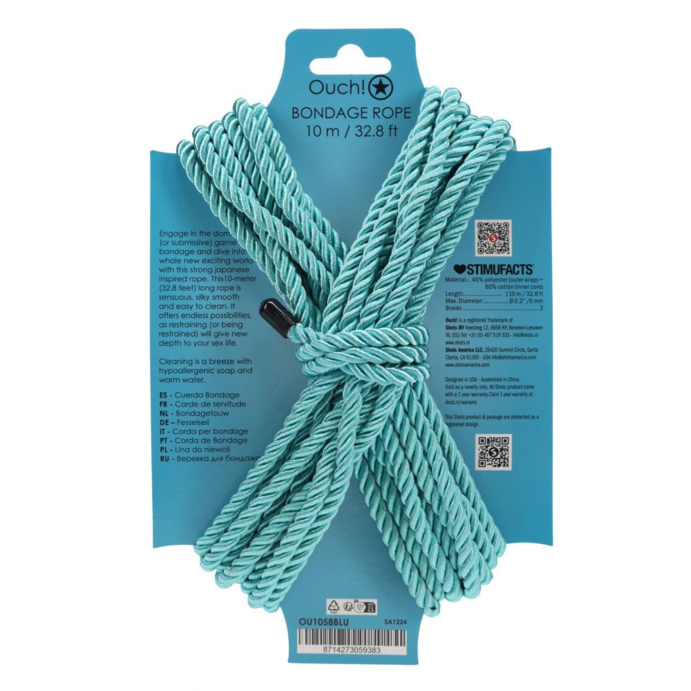 Buy OUCH! Bondage Rope - 10 M - Blue - Blue Nylon Bondage Rope - 10 metre Length