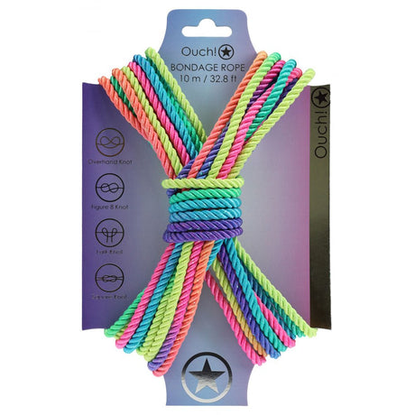 Buy OUCH! Bondage Rope - 10 M - Multicolour 2 - Multicoloured Nylon Bondage Rope - 10 metre Length at Oh Joy. Discover premium sexual toys with discreet shipping at the best price in NZ