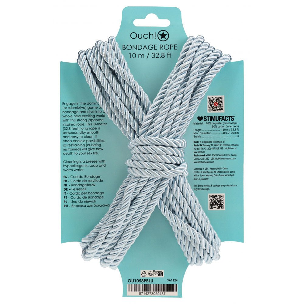 Buy OUCH! Bondage Rope - 10 M - Powder Blue - Powder Blue Nylon Bondage Rope - 10 metre Length