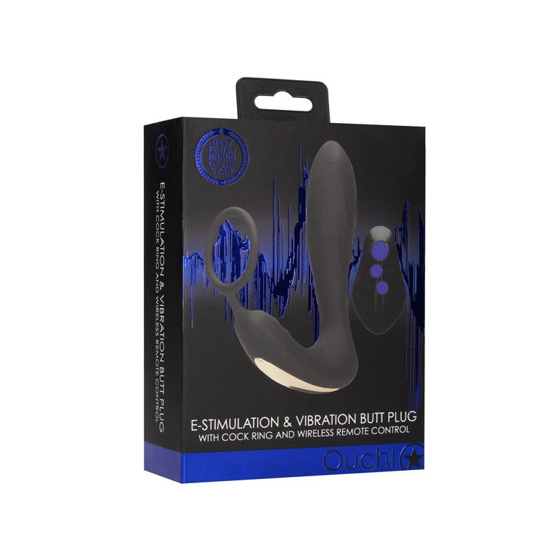 Buy OUCH! E - stim & Vibrating Butt Plug Cock Ring - Black USB Rechargeable Vibrating Butt Plug & Cock Ring with e - Stim at Oh Joy. Discover premium sexual toys with discreet shipping at the best price in NZ