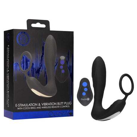 Buy OUCH! E - stim & Vibrating Butt Plug Cock Ring - Black USB Rechargeable Vibrating Butt Plug & Cock Ring with e - Stim at Oh Joy. Discover premium sexual toys with discreet shipping at the best price in NZ
