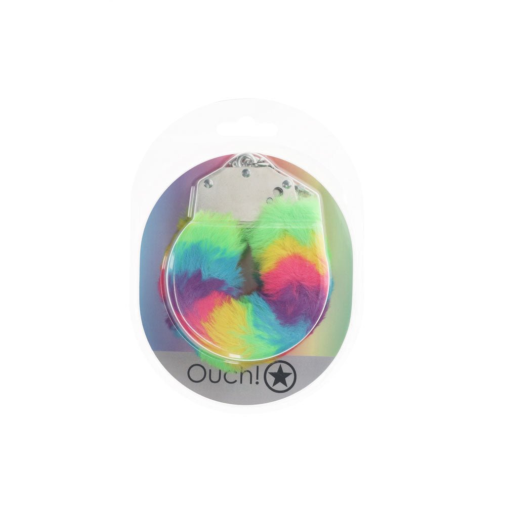 Buy OUCH! Heavy - Duty Fluffy Cuffs - Multicolour 1 - Multicoloured Fluffy Restraints