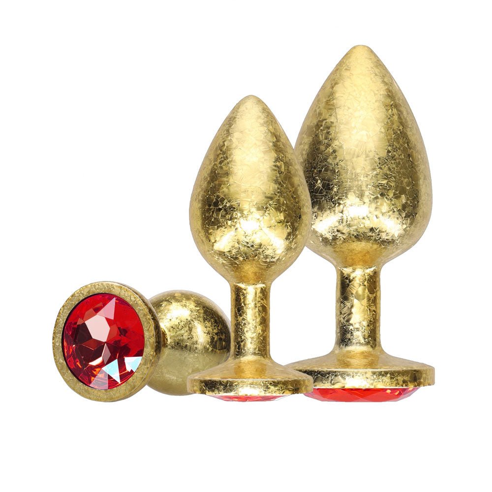 Buy OUCH! Milan Collection - Metal Anal Plug Set - Gold - Gold Butt Plugs with Gem Bases - Set of 3 Sizes